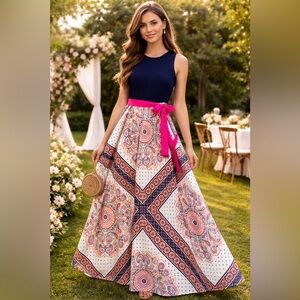 Eliza J  Scarf Print Maxi Dress